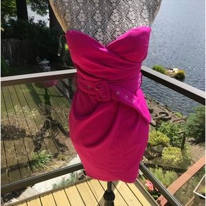 Fashion Nova fuschia mini dress with belt - Medium